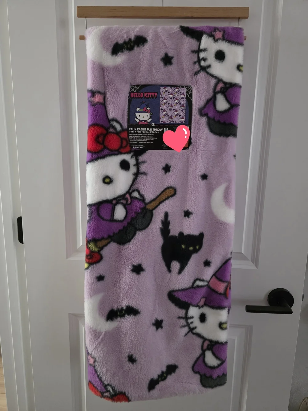 NWT Hello Kitty Purple Halloween Witch Faux Rabbit Fur Throw
